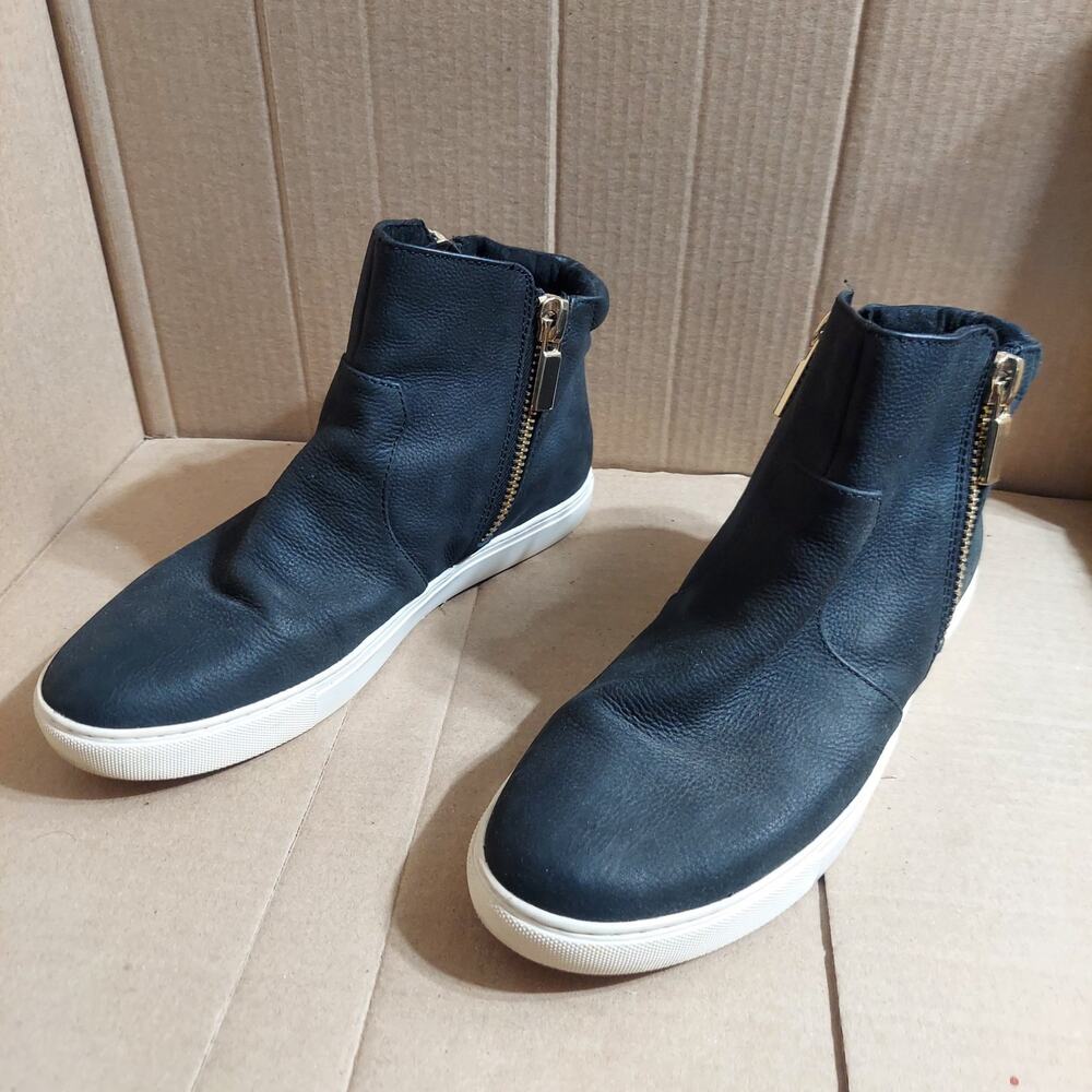 Kenneth Cole Keenan Women's US 9 M Black Leather Zip Up Sneaker Boot Shoes